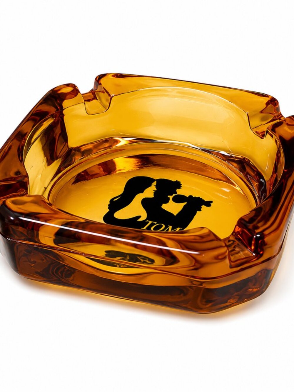 Vintage Tom Jones Amber Glass Ashtray